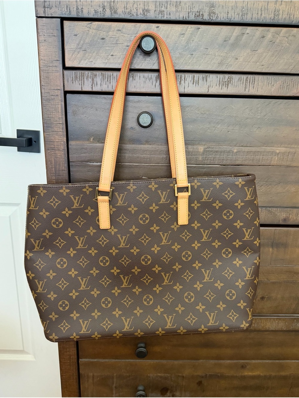 Louis Vuitton Monogram Canvas Tote with Tan Leather Straps - Picture 1 of 2